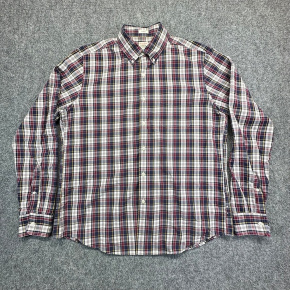 J.Crew Other - J.Crew Secret Wash Plaid Shirt‎ Mens Large Navy Burgundy Classic Fit Button Down